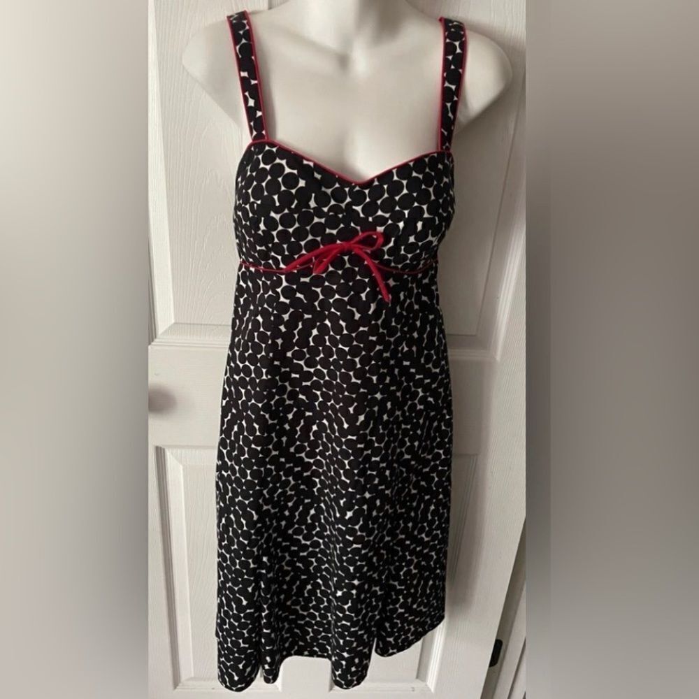 Women’s R & K Originals Fit And Flare Black / White/red Polka Fit Dress Size 6
